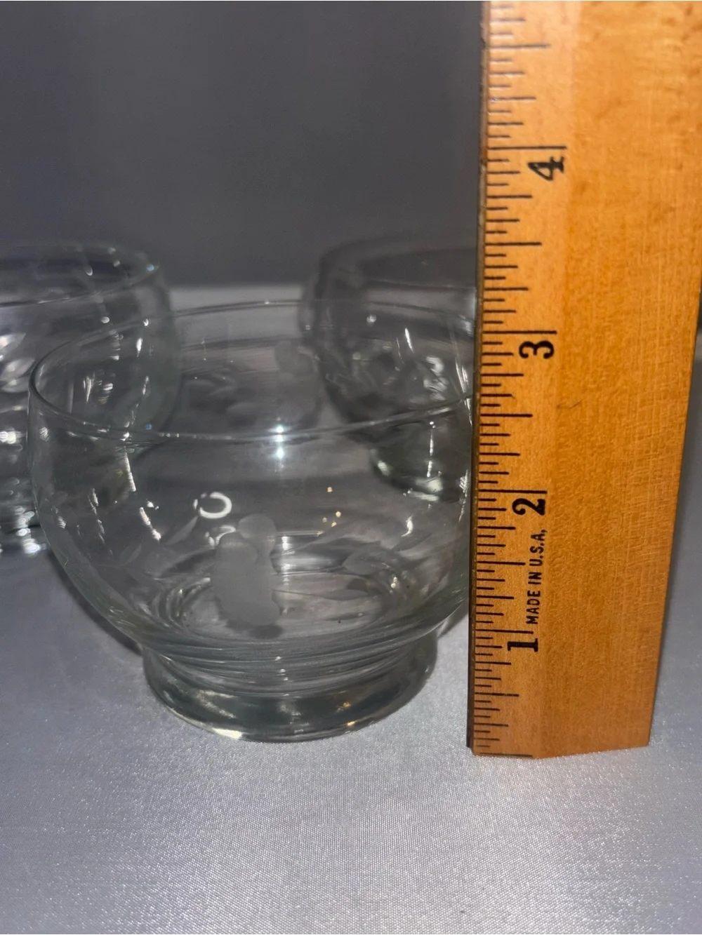 Princess House Heritage 2 Dessert Bowl /1 creamer Etched Floral 3pc Set VTG